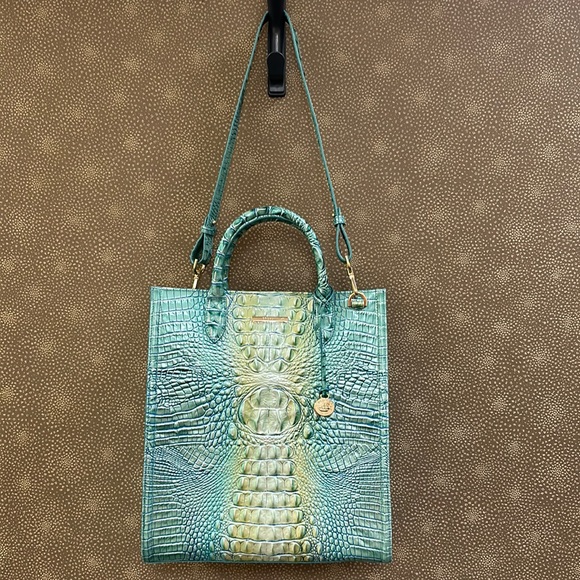 🔥🔥🔥NEW Brahmin Ombre Melbourne Croc Embossed Leather Satchel Shoulder Bag - Picture 3 of 16